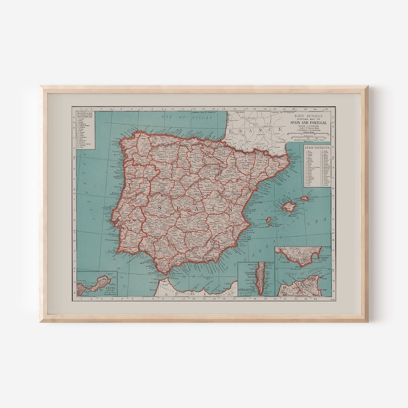 SPAIN MAP PRINT Vintage Map of Spain Antique Map Print - Etsy