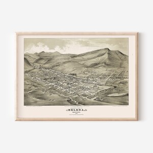 HELENA MONTANA KARTE, Vintage Vogelansicht Karte von Helena, Antike Karte Druck, Historische Wandkunst, Wohnzimmer Dekor