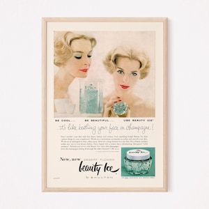 VINTAGE BEAUTY AD, Retro Mid-Century Skin Care Ad, Vintage Ladies Beauty Art, Retro Vintage Ad, Moisturizer Ad, Classic Wall Art