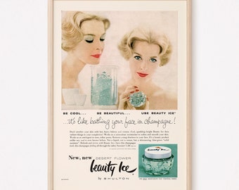 VINTAGE BEAUTY AD, Retro Mid-Century Skin Care Ad, Vintage Ladies Beauty Art, Retro Vintage Ad, Moisturizer Ad, Classic Wall Art