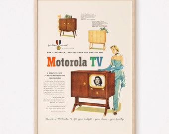 RETRO TV AD, Retro Television Ad, Vintage Style Poster Retro Television Ad Mid Century Poster Art Vintage Electronics Ad