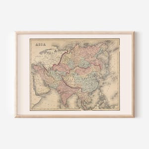 ANTYCZNA MAPA AZJI, Historyczna mapa Azji, Antyczny wystrój domu, Antyczna mapa ścienna