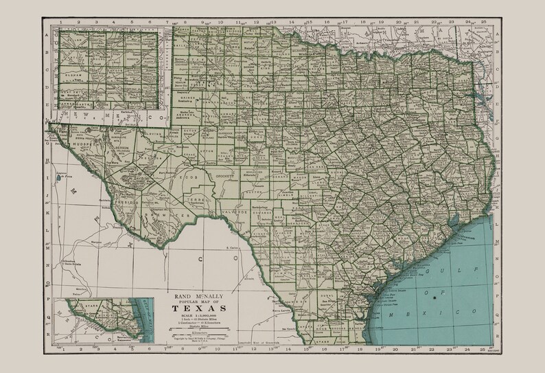 VINTAGE TEXAS MAP Vintage Map of Texas Antique Map Print - Etsy