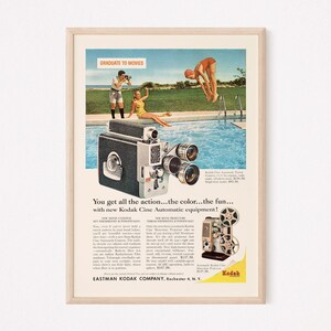 VINTAGE MOVIE CAMERA Ad, Retro Ad, Retro Camera Poster, Retro Sailing Poster, Vintage Advertisement, 1950s Retro Home Decor