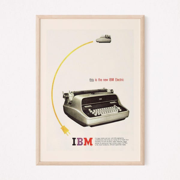 VINTAGE TYPEWRITER AD, Retro Typewriter Ad, Retro Office Ad Mid-Century Poster Vintage Typewriter Poster Study Room Poster