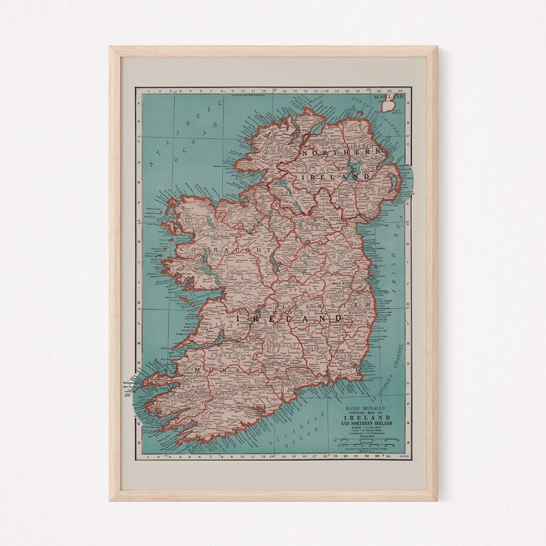 VINTAGE IRELAND MAP Vintage Map of Ireland High Quality - Etsy