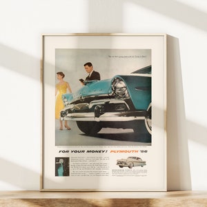 CLASSIC 1956 CAR Ad, Ameican Car Poster, Mid-Century Car Poster, Vintage Car Advertising Art, Retro Car Art Poster, Car Lover Art image 3