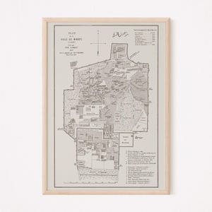 MAPPA VINTAGE DI MARRAKESH, Mappa antica di Marrakech, Mappa del Marocco, Riproduzione professionale