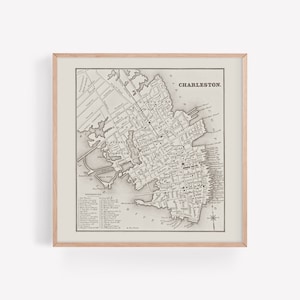 CARTE DE CHARLESTON VINTAGE, impression de carte rétro, art de carte minimaliste, affiche carrée, reproduction professionnelle, années 1910