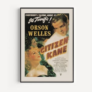 CLASSIC FILM POSTER, Citizen Kane Poster, Orson Wells Movie Poster, Cult Movie Poster, Classic Movie Poster, 1940s