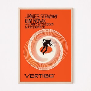 VERTIGO MOVIE POSTER, Alfred Hitchcock Poster, Vintage Vertigo Poster, Cult Movie Poster, Classic Movie Art