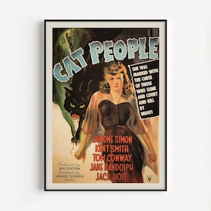 CLASSIC FILM POSTER, Cult Horror Movie Poster, Cat People Movie Poster, Classic Movie Poster, 1940s