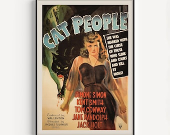 CLASSIC FILM POSTER, Cult Horror Movie Poster, Cat People Movie Poster, Classic Movie Poster, 1940s