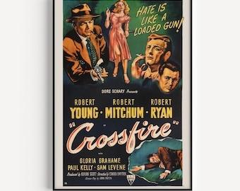 CROSSFIRE FILM POSTER, Klassisches Filmplakat, Robert Mitchum Filmplakat Film Noir Filmplakat Klassisches Filmplakat Retro Filmplakat