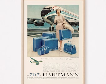 VINTAGE AIRPLANE TRAVEL Ad, 1950s Travel Ad Retro Mid-Century Airline Retro Airplane Poster Air Classic Travel Art