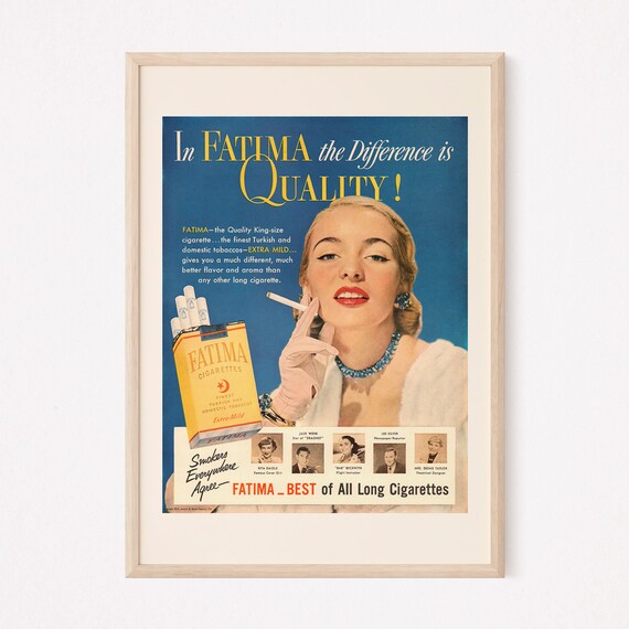 Vintage Framed Cigarette Advert - Ca 1950 Vintage Framed Cigarette Advert - Ca 1950