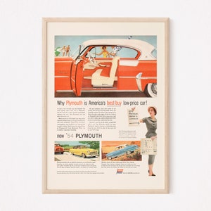 1954 AMERICAN CAR AD, Vintage Car Poster, Retro Kitsch, Car Lover Gift, Retro Wall Art