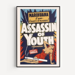 VINTAGE MARIJUANA POSTER, Assassin of Youth Movie Poster, High Quality Reproduction, Vintage Movie Poster