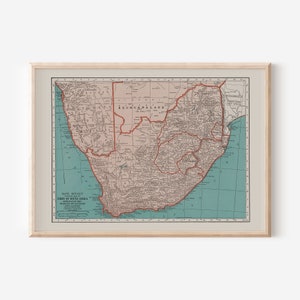 CARTE DE L'AFRIQUE DU SUD, art mural carte de l'Afrique du Sud vintage, reproduction de carte vintage, affiche de voyage de l'Afrique du Sud