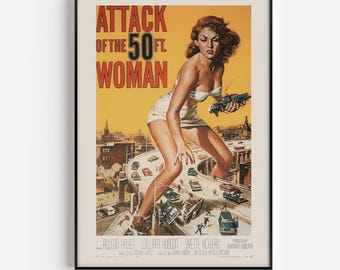 RETRO MOVIE POSTER, Vintage B-Movie Poster, Cult Movie Poster Classic Movie Poster Art Sci-Fi and Fantasy Film Poster Atomic Age