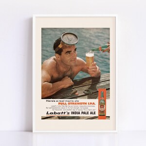 VINTAGE BEER AD, I.P.A Bier Poster, hochwertige Reproduktion, 1950er Jahre Retro Werbung