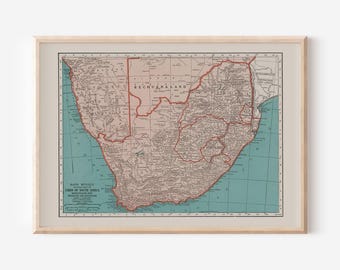 MAPPA DEL SUD AFRICA, Mappa vintage del Sud Africa, Arte murale, Riproduzione di mappa vintage, Poster di viaggio del Sud Africa
