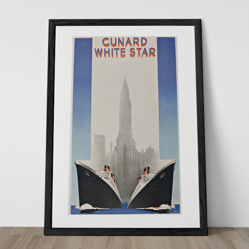 Vintage Art Deco Giclee Poster Print ENGLAND CUNARD TRAVEL Etsy