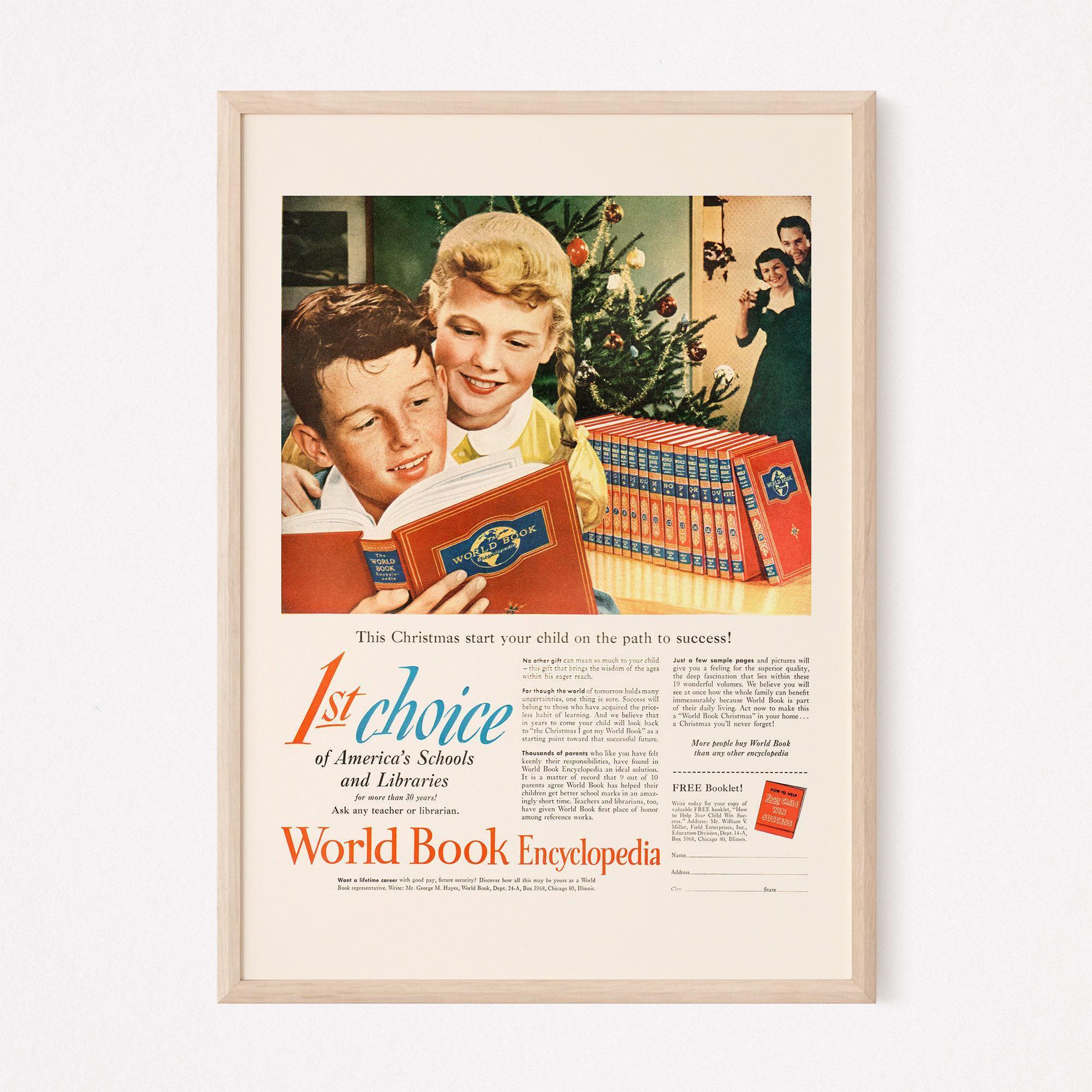 VINTAGE ENCYCLOPEDIA AD, Vintage Mid Century Ad Poster Print