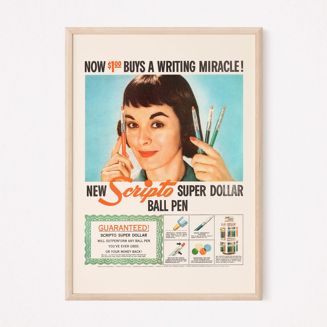 VINTAGE BALL PEN Ad Retro Midcentury Ad Vintage Office Etsy