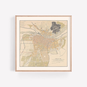 VINTAGE LIMA MAP, Retro Map of Lima Map Print, Minimalist Lima Map, Square Poster, Professional Reproduction