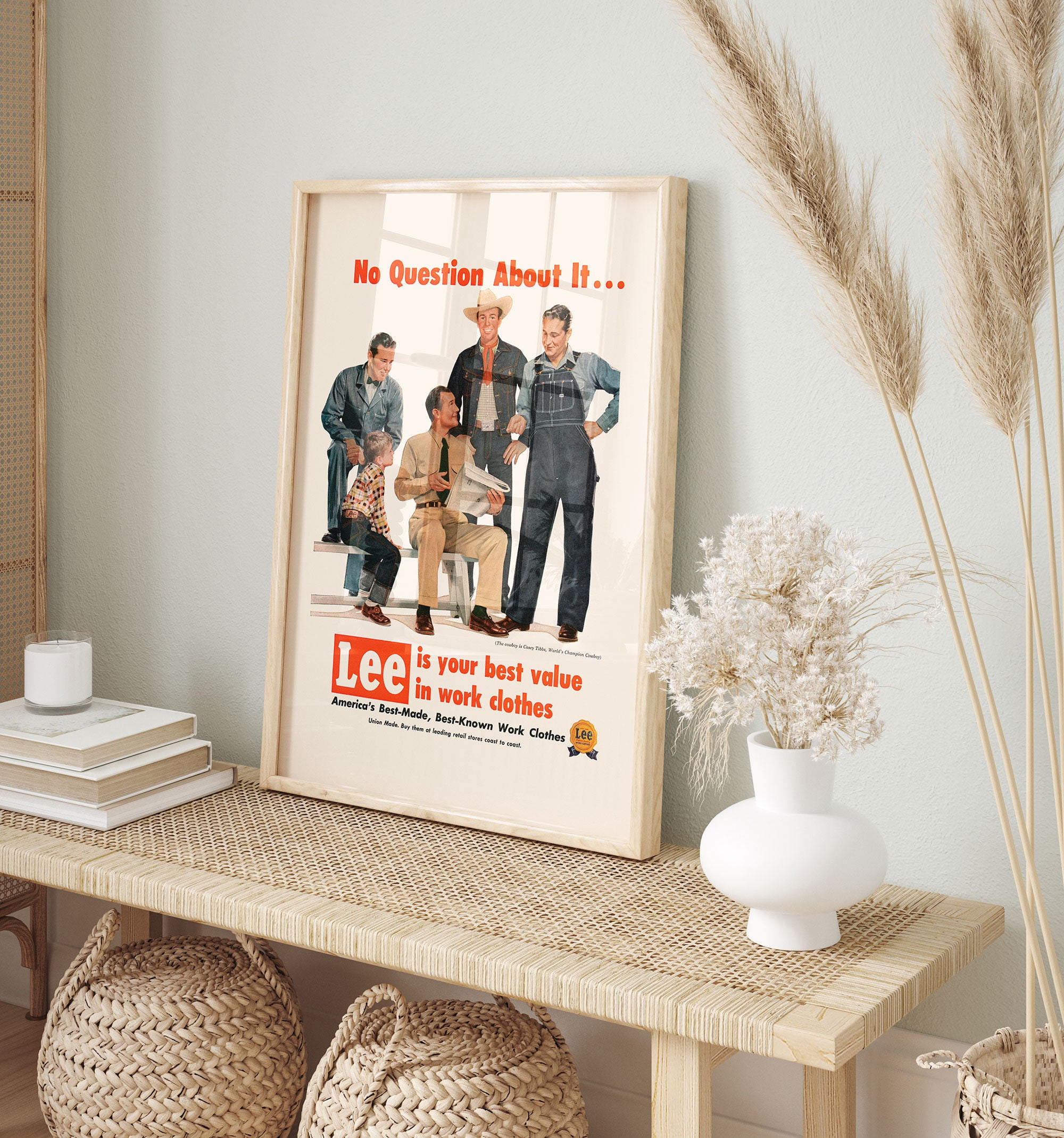 MEN'S WORK CLOTHES, Vintage Ad Print, Retro American Work Clothes