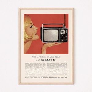 Retro Portable TV Ad, Vintage TV Ad, Retro Print Mid-Century Poster Vintage Television Poster