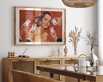 LARGE VINTAGE POSTER, 36x24 Inches, Fun Red Vintage