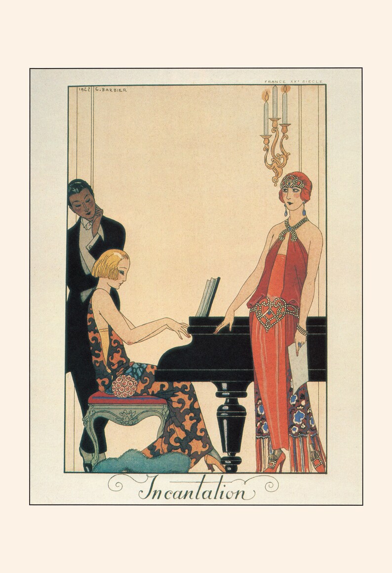 ART DECO PRINT, Vintage Fashion Illustration, George Barbier, 1923, Feminine Decor, Luxury Fashion Art Print, Luxurious Fashion, Coquette image 7