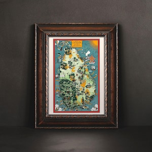 CEYLON MAP ART, Vintage Map of Sri Lanka, Antique Tea Poster, Cozy South Asia Dining Room Decor, Charming Kitchen Decor, Gift for Tea Lover