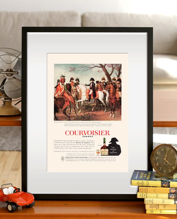 VINTAGE COURVOISIER COGNAC Ad Napoleon Poster Vintage Retro Mid-Century Ad