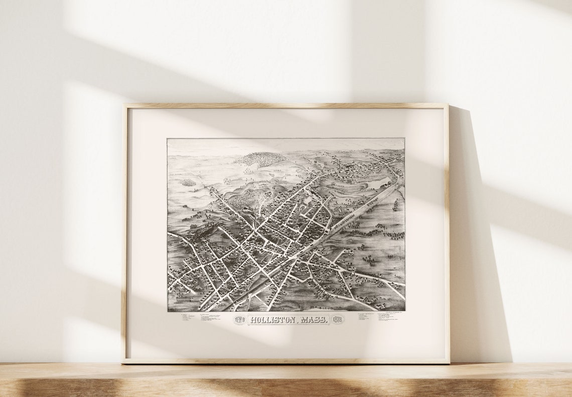 HOLLISTON MAP PRINT Antique Holliston Mass Map Antique Map - Etsy