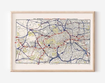 MAP OF LONDON, Historical London Map, London Railroad Map, District Railway Map, London Vintage Map