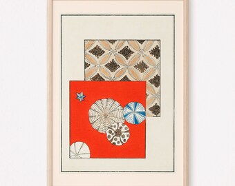 ZEN PATTERN ARTWORK, Japandi Print for Office or Living Room, Minimalist and Stylish for Asian Culture and Aesthetic Enthusiasts, Woodblock