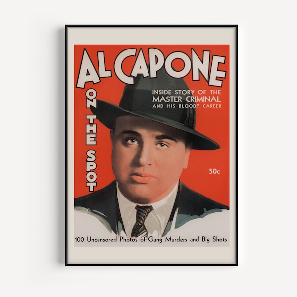 Detective Magazine Poster Print, AL CAPONE Poster Art, 1940's Retro Kitsch Art Vintage Crime Paperback Pulp Fiction Art Cheesecake Art