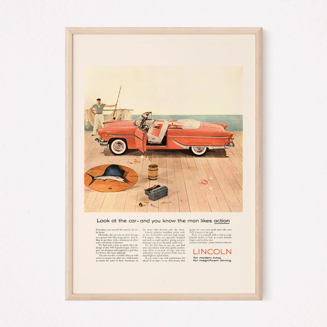 RETRO CLASSIC CAR Ad, Retro Car Ad, Convertible Car Ad Mid-century