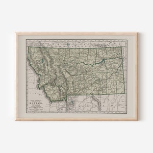 VINTAGE MONTANA MAP, Vintage Map of Montana High Quality Reproduction, Old Map Print, Vintage Wall Art, Antique Map, Historical Wall Art