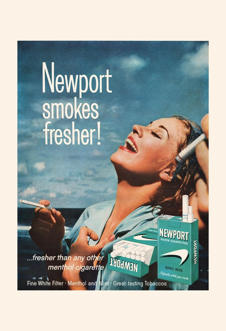 VINTAGE AD PRINT, Cigarettes Ad, Woman Smoking Poster, Reproduction, 1950s image 7