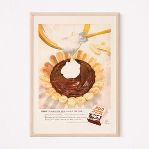 VINTAGE KITCHEN AD, Retro Mid-Century Ad, Vintage Kitchen Poster, Chocolate Pudding Poster, Retro Pudding Ad, Vintage Kitchen Art
