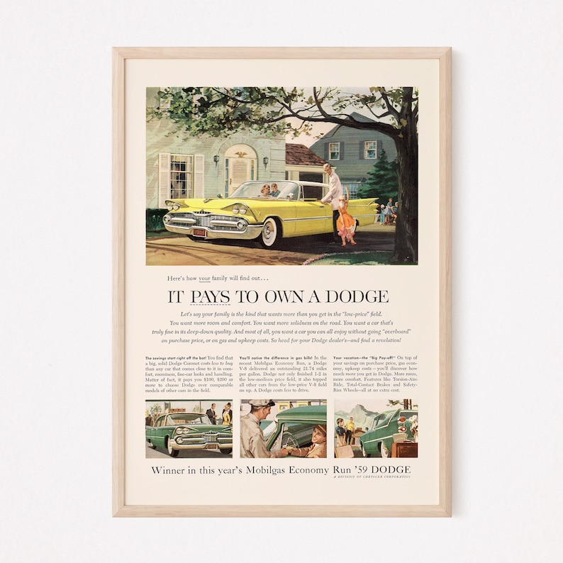 RETRO CAR POSTER, Vintage Yellow Car Poster, Retro Car Ad, Hot Wheels Poster, Classic Car Ad, Old Car Poster, Retro Car Poster, Automobile image 1