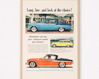 VINTAGE AUTOMOBILE AD, Rockabilly Car Poster Garage Poster Mechanic Car Wall Art Car Lover Retro Car Ad Car Poster