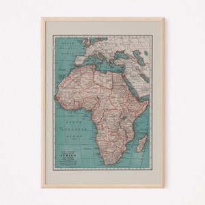 MAP OF AFRICA, Vintage Africa Map, Wall Art, Vintage Map Reproduction, Africa Map Print, Africa Poster, 1930s