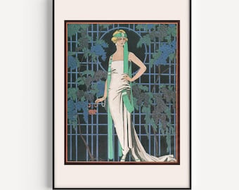 ART DECO PRINT, Vintage Fashion Illustration, George Barbier, 1921, Feminine Decor, Luxury Fashion Print, Luxurious Fashion