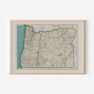 OREGON MAP PRINT, Vintage Map of Oregon, Antique Map Print, Historical Wall Art, Old Map of Oregon State