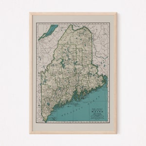 IMPRESSION DE CARTE DU MAINE, carte vintage du Maine, impression de carte ancienne, art mural vintage, carte ancienne, art mural historique